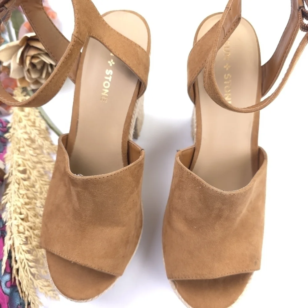 Sun and Stone chic Tan Platform Espadrille Sandals 9.5m
